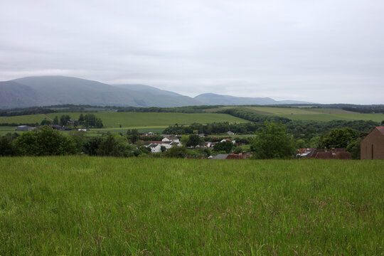 View of the countryside from King's seat hilltop - Clackmannan - Stirlingshire - Scotland - UK