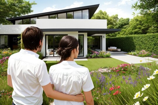 couple in front of the new modern house CFC2023SPR	