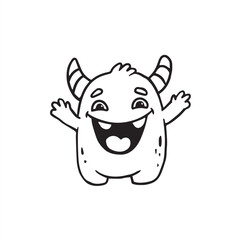 Cute cartoon monster on white background.Icon monster.Alien.Coloring