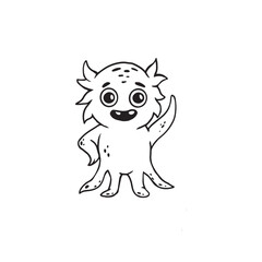 Cute cartoon monster with tentacleson white background.Icon monster.Coloring.Vector illustration