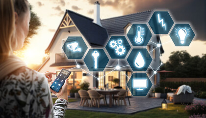 Obraz na płótnie Canvas Smart Home Steuerung per Smartphone App