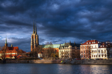 View of Cathedral Island .Wroclaw, Poland.