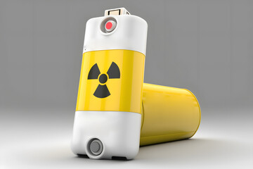 Atomic Nuclear fuel battery on white isolated background. Concept reactor future. AI generation