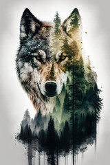 Wolf Forest Double Exposure