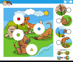 match pieces task with cartoon dogs animal characters