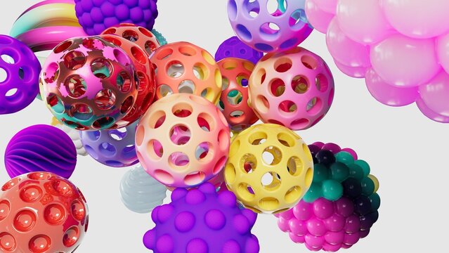 Abstract Composition of Colourful 3D Spherical Object Medels