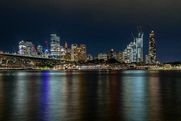 Fototapeta na wymiar Beautiful view of Sydney skyscrapers at night