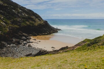 Wide Shot Of A Beautiful Beach With Blue Water
