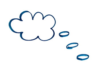 On a white background, a cloud is drawn with a blue marker for writing text.
