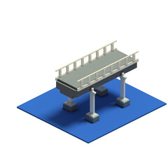 Transparent Isometric road, sea and moutain