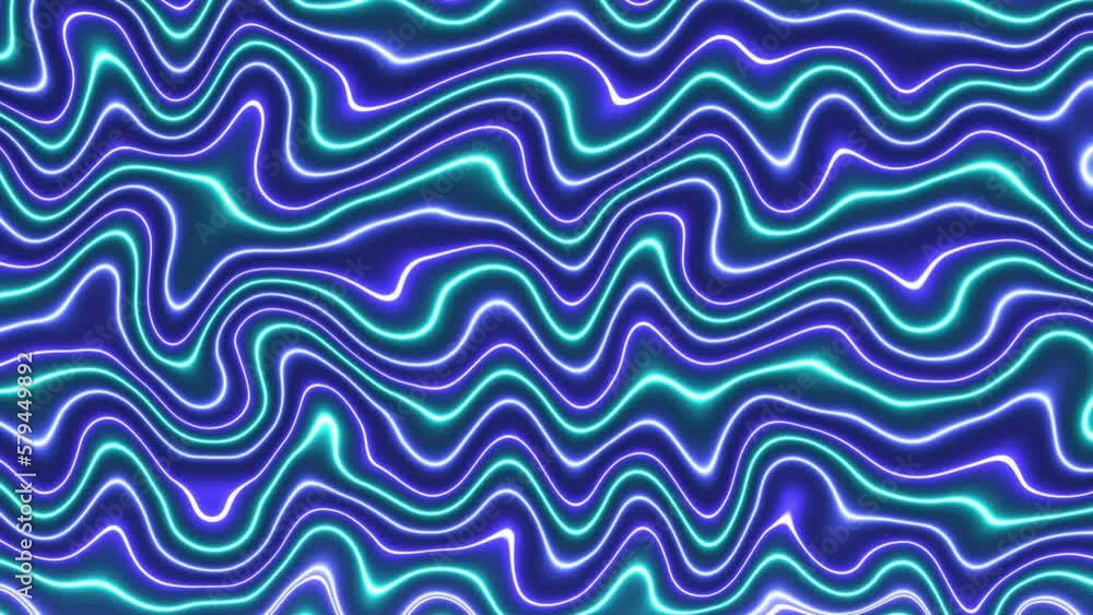 Poster neon line wave background animation. abstract wave background.