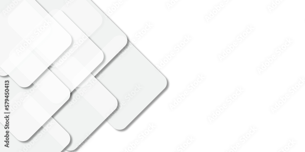 Poster abstract white and gray geometric square pattern design of technology background with shadow. square