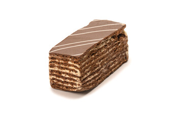 Chocolate cake isolated on a white background.