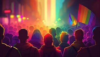 Obraz na płótnie Canvas LGBT Community Pride Background Illustration, Rainbow Flag Colors. Generative AI