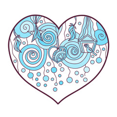 line art color drawing of a heart for coloring