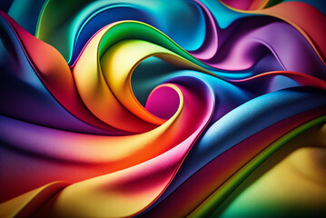 fantasy Rainbow colors Wavy Satinf abric Background,genrative ai.