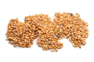 A group of almonds, pistachios, walnuts, macadamia, cashews.