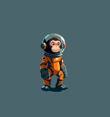Cartoon vector illustration of a monkey in a spacesuit © Dav_782
