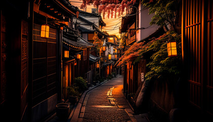 old street in osaka japan