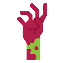 zombie hand flat icon style