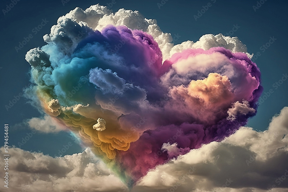 Wall mural heart shaped cloud. generative ai.