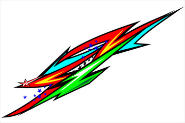 Obraz na płótnie Canvas design vector racing background with a unique stripe pattern with a mix of bright colors and star effects, perfect for your racing design