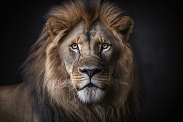 Obraz na płótnie Canvas Wild Animal Lion Portrait. Illustration Generative AI