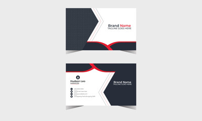  Red modern creative business card and name card horizontal simple clean template vector design