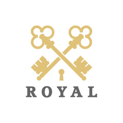 Royal golden key icon isolated on transparent background