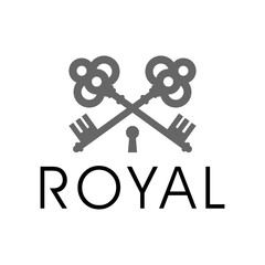 Royal golden key icon isolated on transparent background