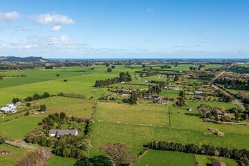 Fototapeta na wymiar Rural land and farms to the east of Levin in Horowhenua in New Zealand