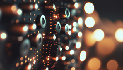 Digital future computer, glowing data background