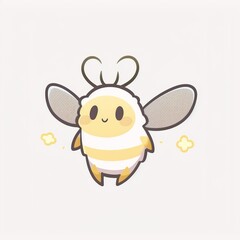 Obraz premium Cute isolated bee illustration, generative ai