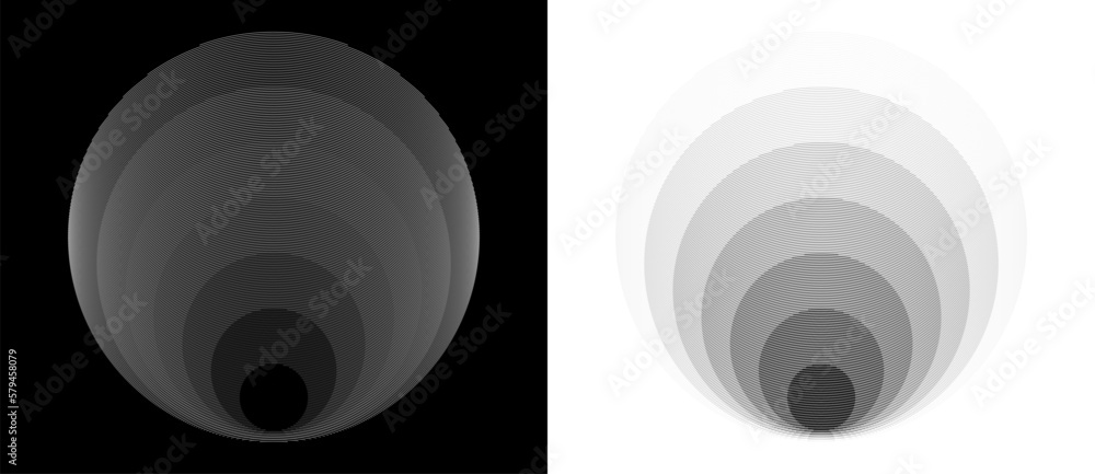 Poster Abstract creative circles with lines as shell or echo. Geometric art lines background. Can be used as icon, logo or tattoo. Editable lines are not expanded.