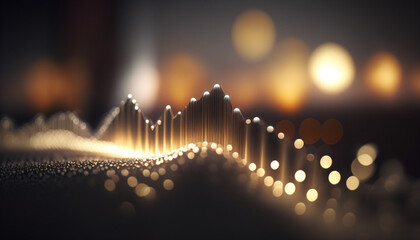 Digital binary soundwaves, glowing data background