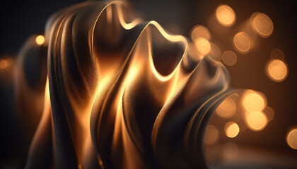 Gold glowing, Digital shapes silk, bokeh, background