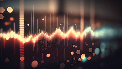 Digital binary soundwaves, glowing data background