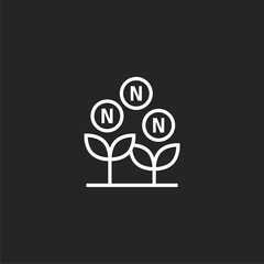 Nitrate fertilizers. Add to soil for plant growth. Mineral and nutrient. Isolated vector illustration on black