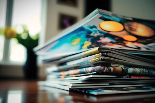 Pile of magazines at home