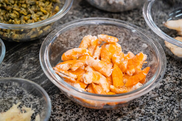 salted shrimp in the bowl