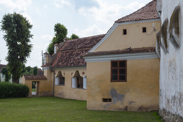 Fototapeta na wymiar The walls of the historical Church-fortress in the city of Prejmer. Transylvania. Romania