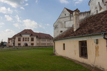 Fototapeta na wymiar The walls of the historical Church-fortress in the city of Prejmer. Transylvania. Romania