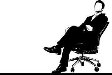 The Art of Relaxation: Capturing the Silhouette of a Businessman in a Comfortable Chair, Sitting in Style: A Vector Illustration of a Man in Formal Suit Sitting on a Comfortable Chair