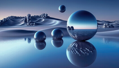 3D Panoramic Seascape Wallpaper with Abstract Minimalist Design Futuristic Zen | AI Generated

