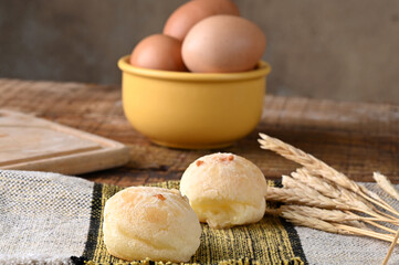 traditional baked cheese bread typical Brazilian food cheese roast with free range egg