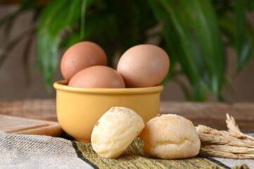 traditional baked cheese bread typical Brazilian food cheese roast with free range egg