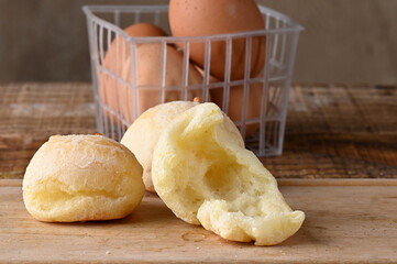 traditional baked cheese bread typical Brazilian food cheese roast with free range egg