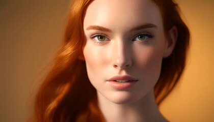 Fototapeta premium beautiful red-haired woman photo session in the studio