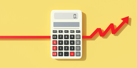 Calculator and stats, business growth statistics concept, 3d