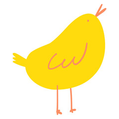 Cute cartoon chicken. Minimalistic hand drawn farm animal, Easter chick for textile print, card, children game, poster